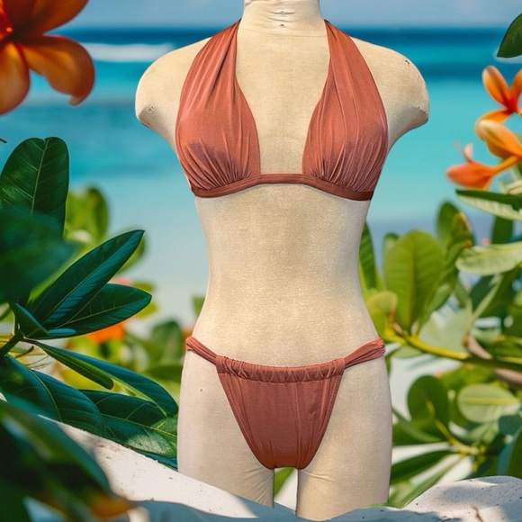 Y2K Victoria’s Secret Bikini Swimsuit Bronze Cheeky S Small M Medium - Picture 1 of 9